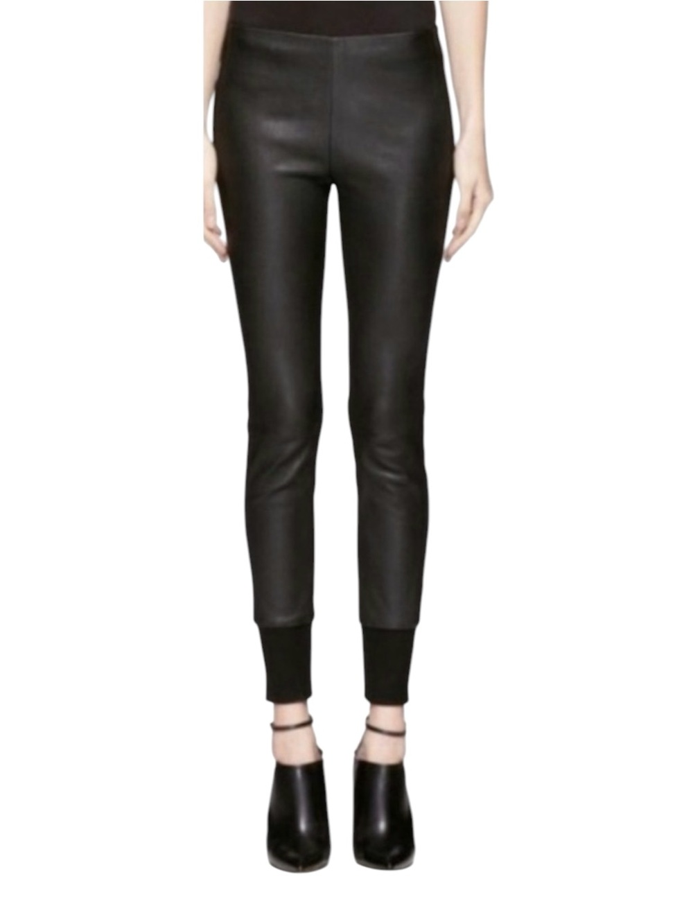 VINCE Leather Black Pull-on Elastic Waist Jogger Pants XS